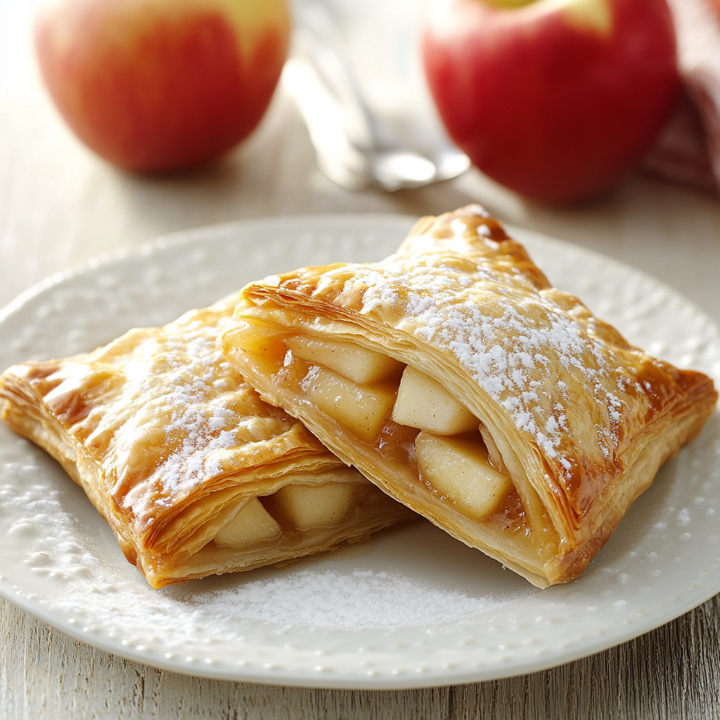 Classic apple turnovers with flaky puff pastry”