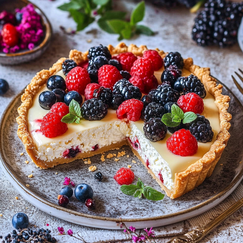 Cottage Cheese Tart with Honey and Fruit