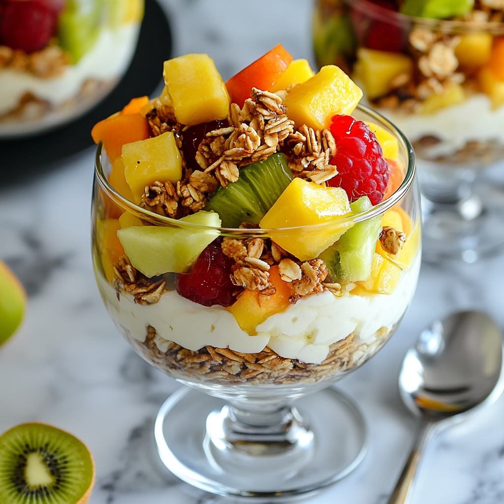Cottage Cheese Parfait with Fresh Fruit and Granola