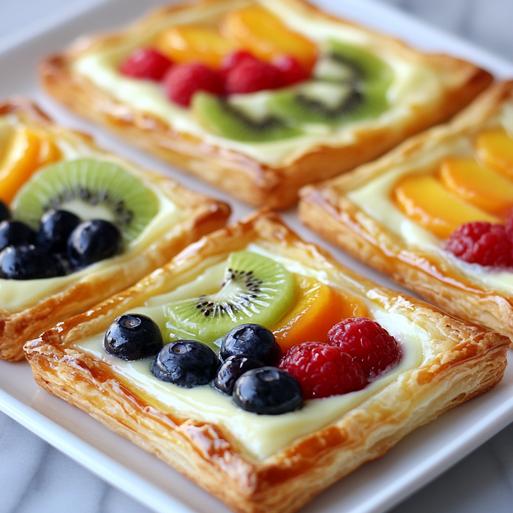 Fruit and cream cheese tarts with fresh berries