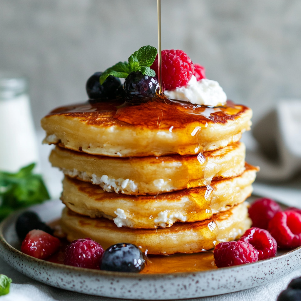 Fluffy Cottage Cheese Protein Pancakes