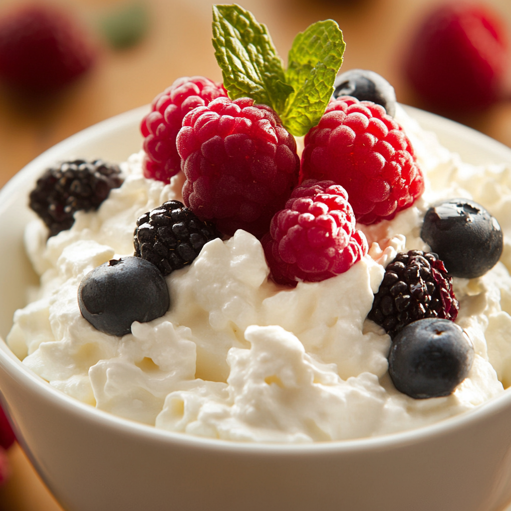 A selection of cottage cheese dessert recipes including cheesecake, mousse, pancakes, and parfaits.