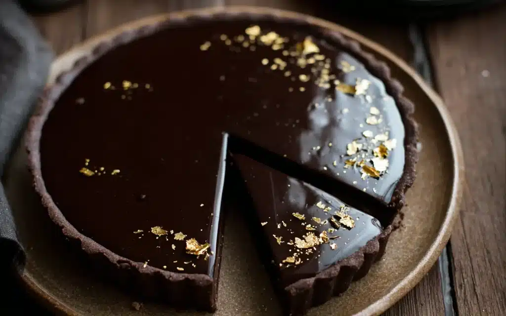Dark Chocolate Tart with Gold Leaf: A Decadent Dessert Delight