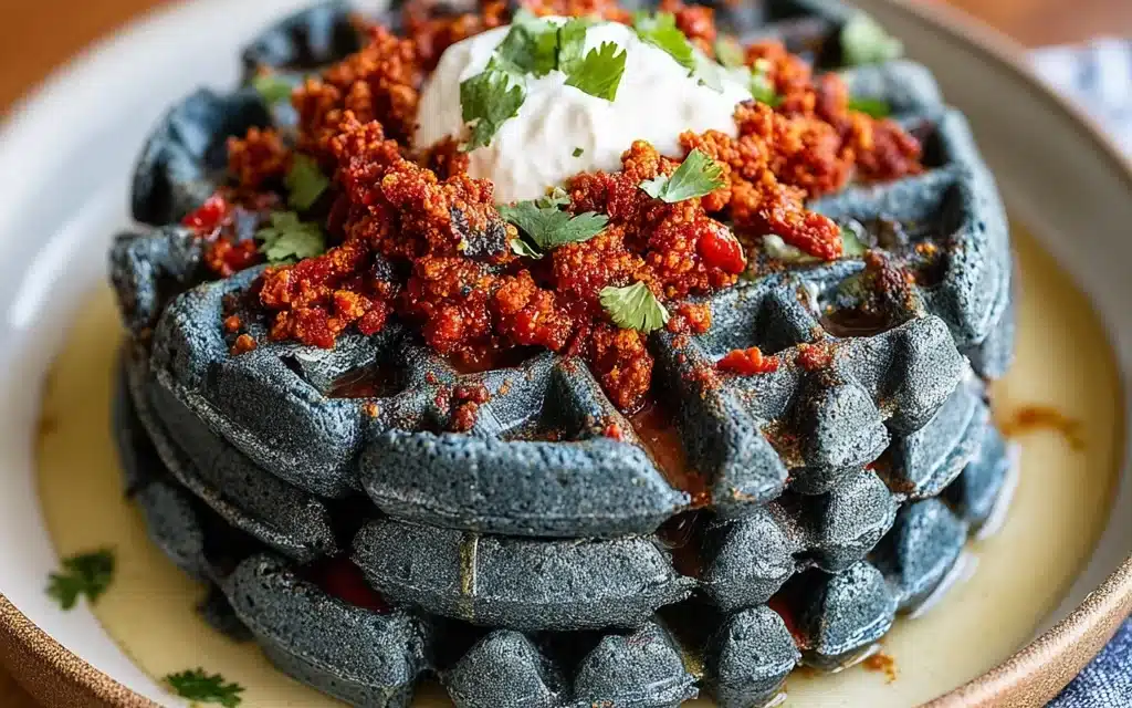 Blue Corn & Chorizo Waffles