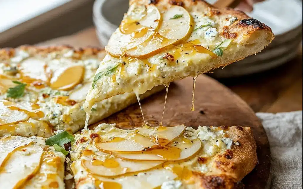 Glacier White Pizza with Hot Honey & Pear: A Delightful Fusion of Flavors