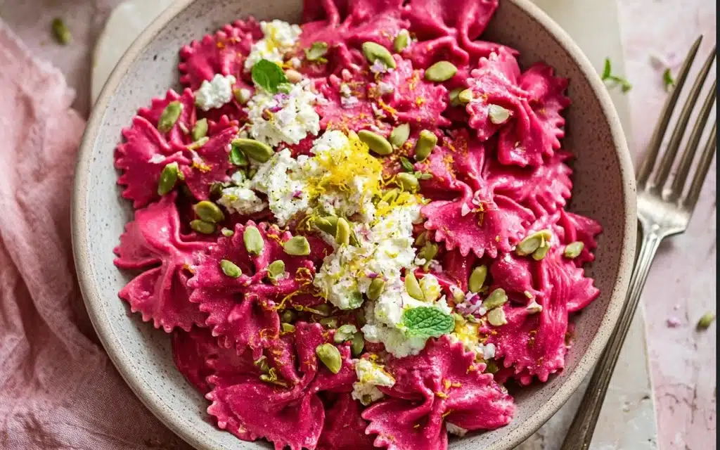 Delightful Pink Bow Tie Pasta with Beet Alfredo