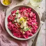 Delightful Pink Bow Tie Pasta with Beet Alfredo 2 Pink Bow Tie Pasta with Beet Alfredo