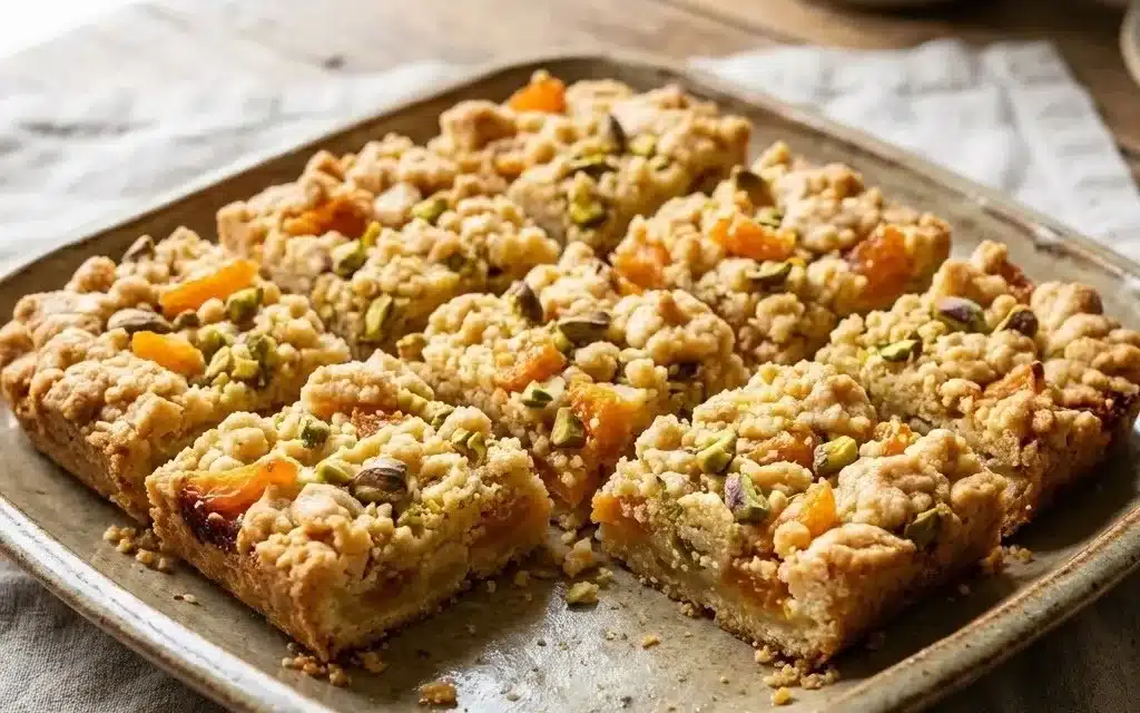 Buttery Apricot Pistachio Squares
