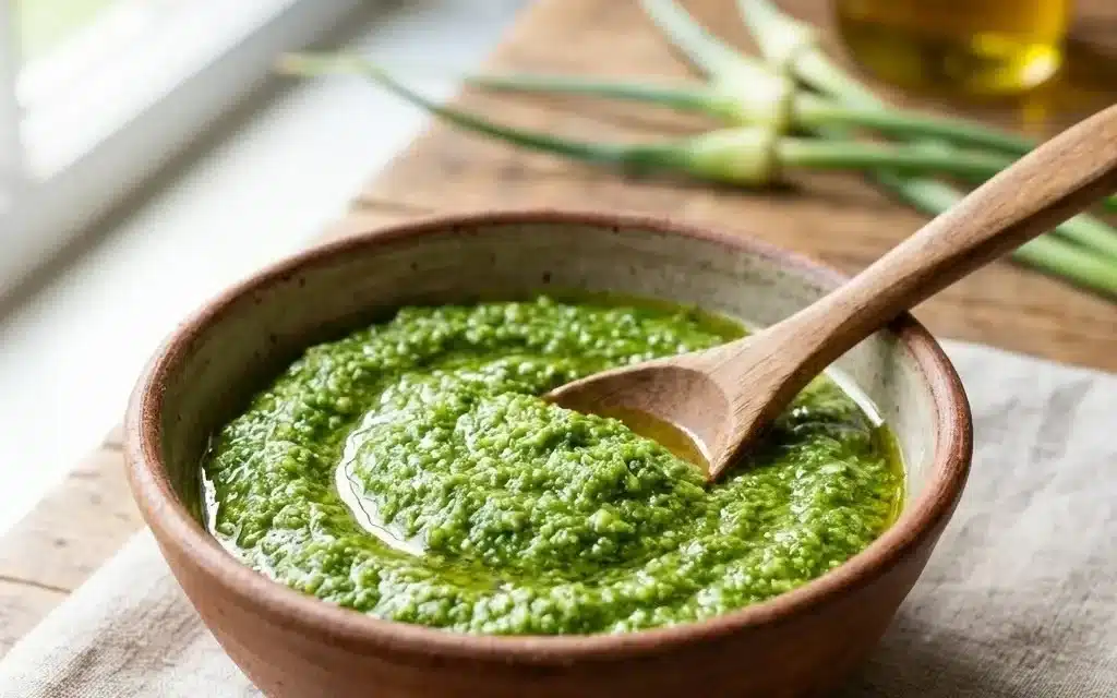 Easy Garlic Scape Pesto