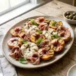 Grilled Peaches with Burrata and Prosciutto