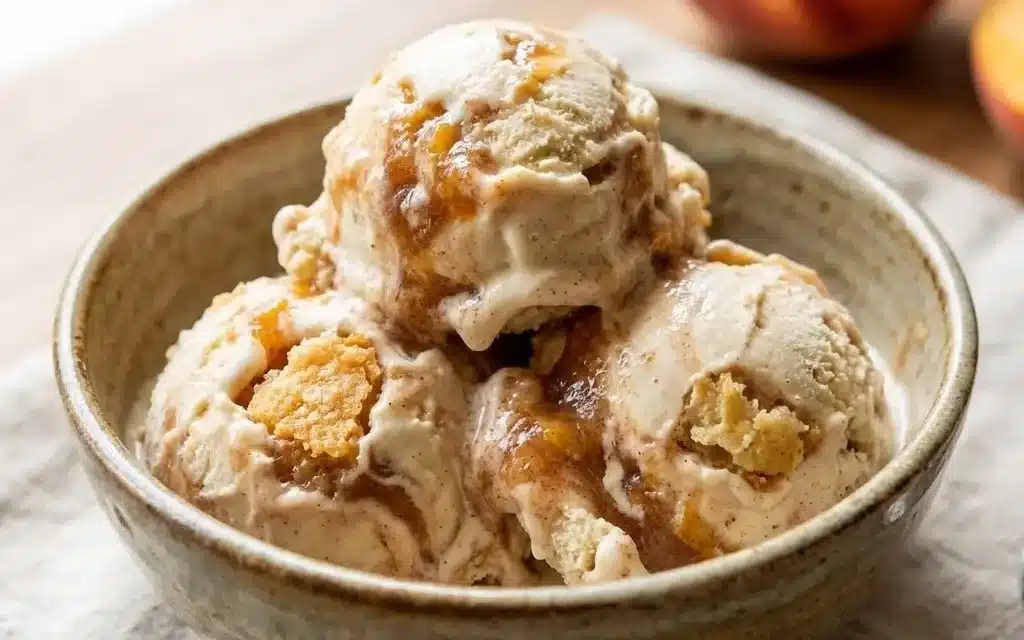 Homemade Peach Cobbler Ice Cream
