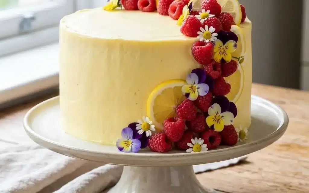 Lemon Raspberry Spring Birthday Cake