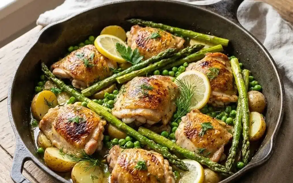 One-Pot Lemon Garlic Chicken with Spring Veggies