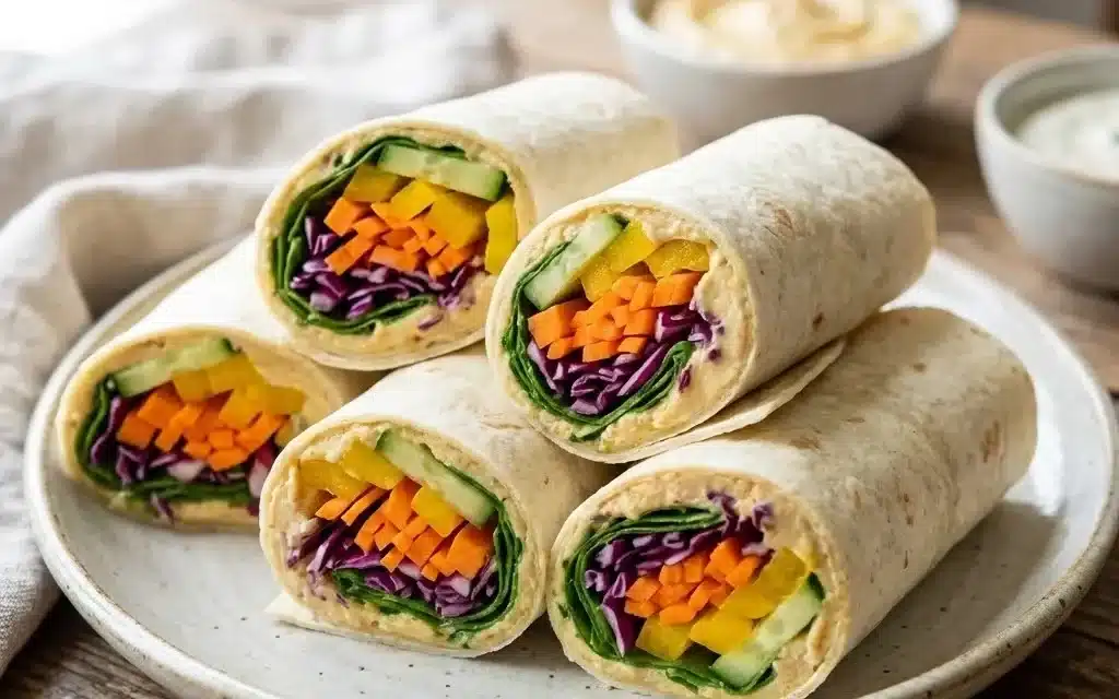 Rainbow Veggie Wraps with Hummus