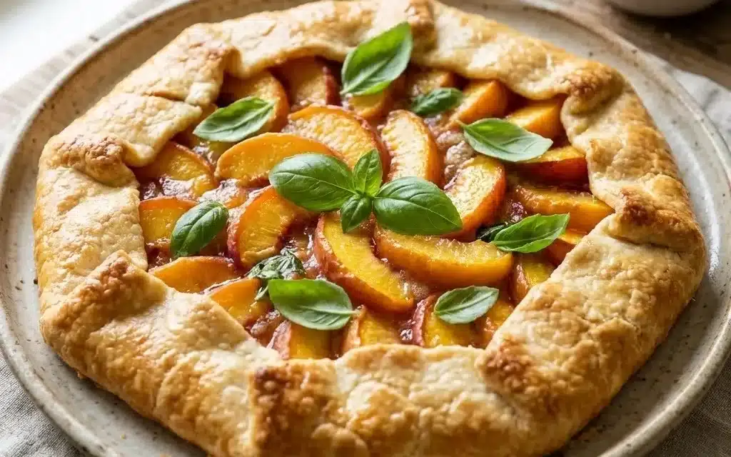 Rustic Peach and Basil Galette