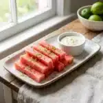 Watermelon Fries with Lime Crema