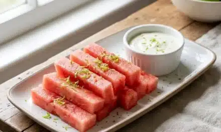 Watermelon Fries with Lime Crema